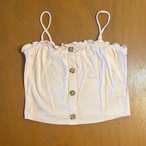Gently used, light pink crop top with buttons down front